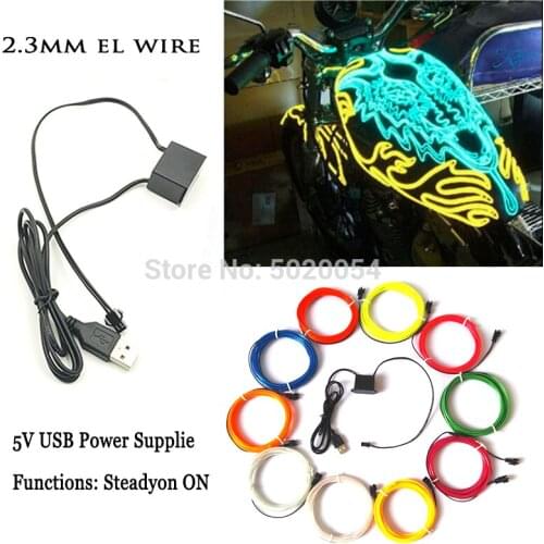 2.3MM Dia Neon Light Flexible EL Wire Rope Tube Dance Party Decor Waterproof LED Illuminted Line For Performance Costume Decor