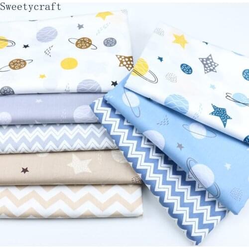 Space Waves Printed Cotton Fabric DIY Tissue Patchwork Telas Sewing Baby Bed Sheet Crafts Quilt Tecido The Cloth Tilda 160x50cm