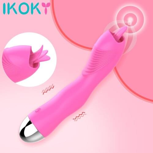 IKOKY Female Masturbator Tongue Licking Vibrator Sex Toys for Woman 12 Frequency Clitoris Stimulator G-spot Massager