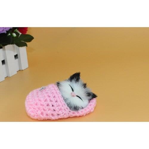 Simulation cat will call cute kitten plush toy simulation cat ornaments slippers cat doll cat Multicolor cute cat