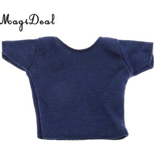 MagiDeal Cotton 1/6 Scale Blue Loose Round Neck Short T-Shirt Top for 12 Inch Male Action Figures Doll Clothes