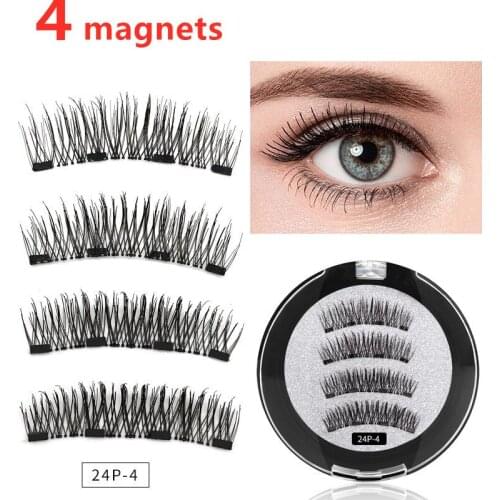 Magnetic Eyelash With 4 Magnets False Eyelashes Reusable Natural Curl Magnet Makeup Eyelash Extension