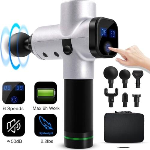 Massage Gun Square Touch Screen 6 Speed for Fascia Muscle Massager Athletes Deep Tissue Percussion for Gym Office Home