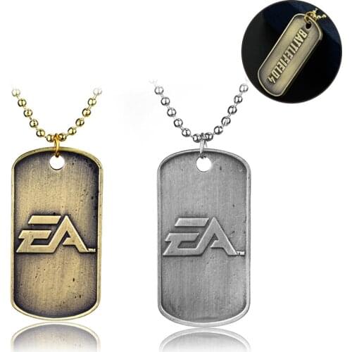 Fashion Jewelry BF4 Battlefield 4 Dog Tag badges Military Card Necklaces Pendants antique Bronze and Tin Necklace for men