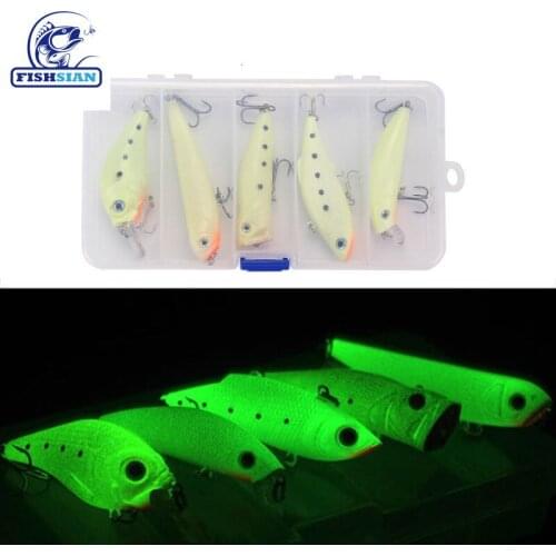 Fishing Lure Set 5 Crankbait Popper Minnow Crank Bait Pencil Luminous Lures Bass Fishing Trout Fake Fish Unpainted Lure Blanks