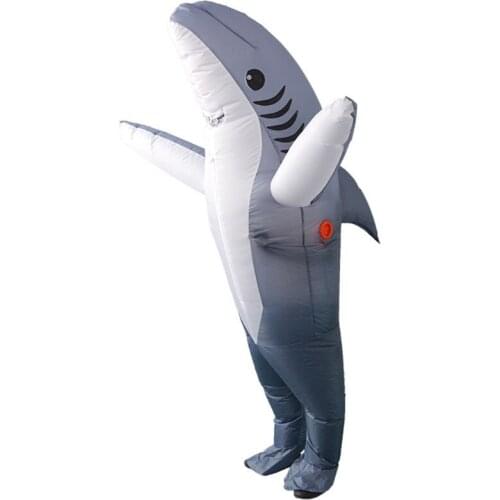 Adult Shark Fancy Dress Costume Funny Inflatable Blow Up Carry Ride On Outfit Fat Suit Halloween Cartoon Cosplay Accessories