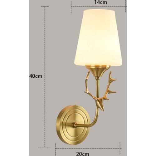 Nordic Copper Gold Antler Wall Lamp Bedroom Bedside Living Room Fabric Wall Light Modern Simple Restaurant Stair Aisle Lighting