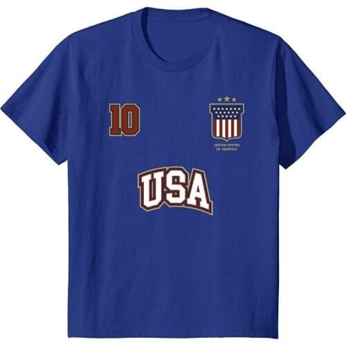 New Summer Hot Sale Tee Shirt USA Sporting Shirt Number 10 BACK American Team United States Footballer Funny T-shirt