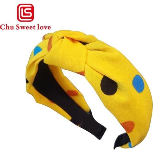 Bow Knot Hairband Women Dot Printed Cross Knot Women Hair Head Hoop Simple Sweet Girls Ins Hair Headband Hair Accessories