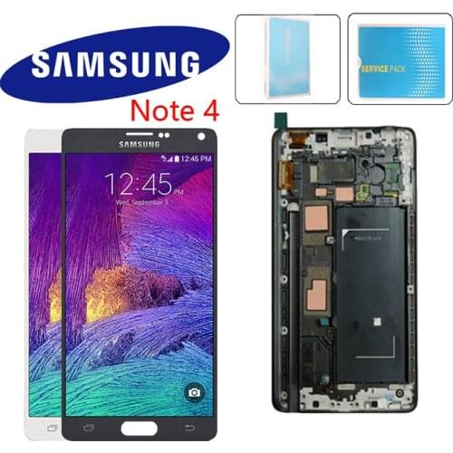 5.7'' Original LCD For Samsung Galaxy Note 4 N910F N910H Display Touch Screen Digitizer Assembly Replacement With Frame