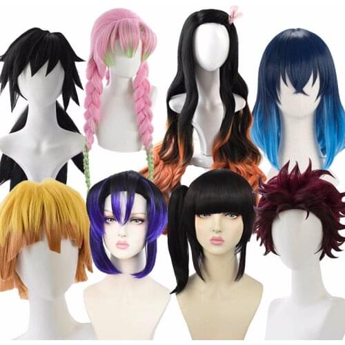 Demon Slayer Kimetsu No Yaiba Kamado Tanjirou Nezuko Inosuke Kanawo Giyuu Mitsuri Kochou Shinobu Heat Resistant Hair Cosplay Wig