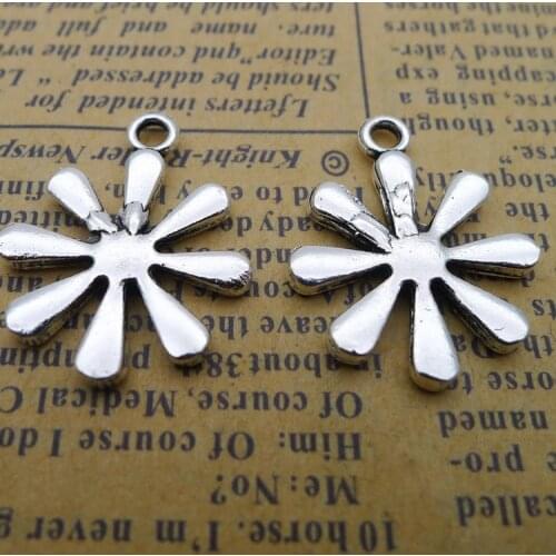 8PCS/Lot 20mm*24mm Snowflake Pendant Antique Silver Color Flower Charms For DIY Jewelry Making Handmade Craft