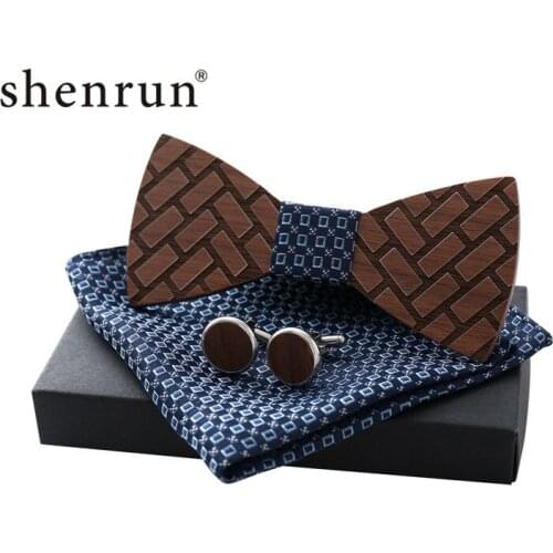 ShenRun Fashion Original Wooden Bow Tie Gentleman Groom wooden necktie Butterfly Wedding Party Bow Ties Butterfly For Man