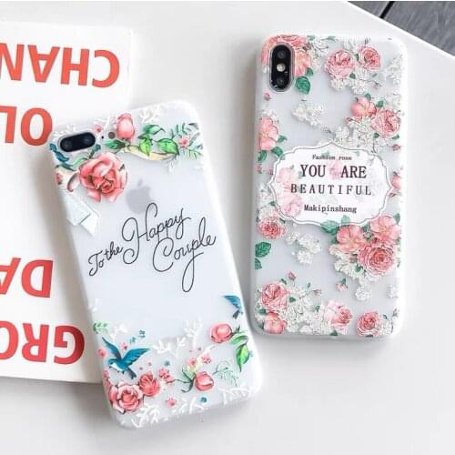 3D Emboss Flower Series Phone Case For iphone 11 12 pro max 12 mini XS Max XR X XS 7 8 plus 6 6s plus TPU Silicone Back Cover