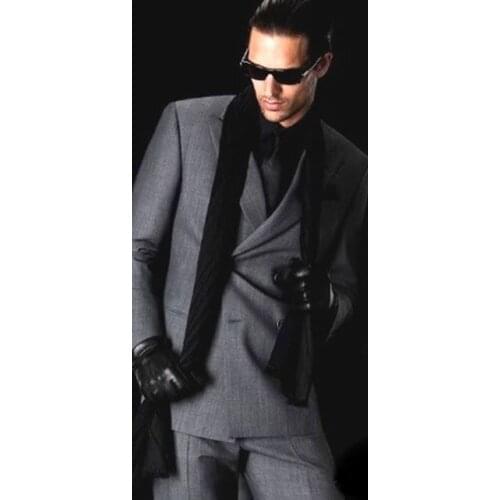 Tailored Smoking Grey Suit Men Groom Tuxedo Slim Fit 2 Piece Custom Blazer Prom Men Wedding Suits Terno Masculino Jacket+Pant