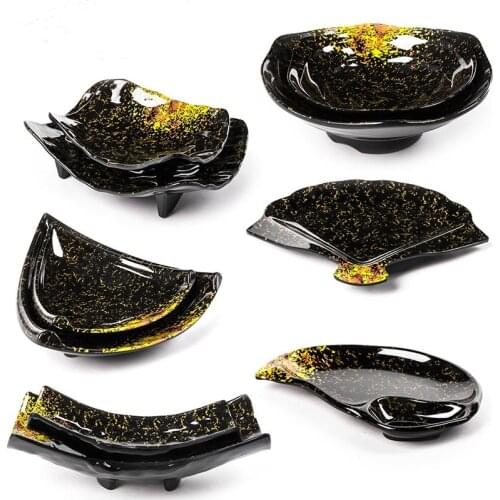 Modern Household Kitchen Melamine Plastic Tableware Seasoning Dish Hotel Restaurant Special-shaped Plate Set Steak Sushi Plate