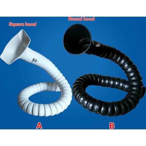 75mm x 0.8m-2m POM Flexible Smoke Exhaust Ventilator Pipe for soldering smoke extractor Welding Fume Arms With Square Round Hood