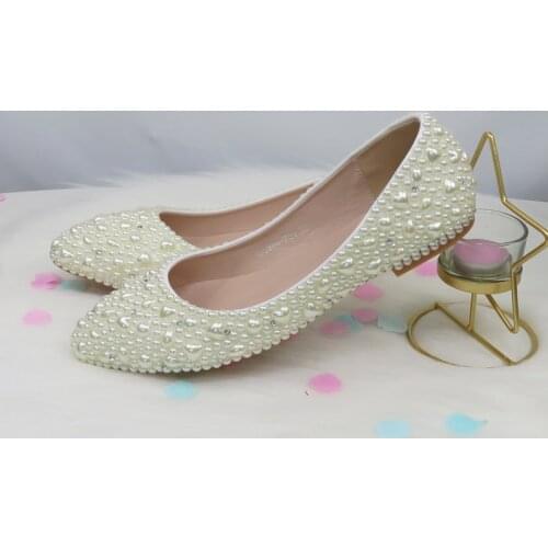 Ivory Pearl Women wedding shoes woman High heels Pumps Bling Shining Platform shoes Ladies Party dress shoes fashion high shoes