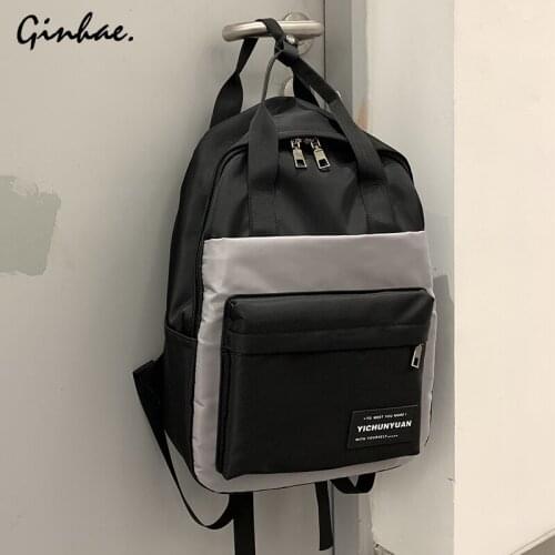 Large Capacity School Bags For Teenage Girs Fashion Nylon Backpacks Female Patchwork Waterproof Shoulder Bags Travel Bagpack