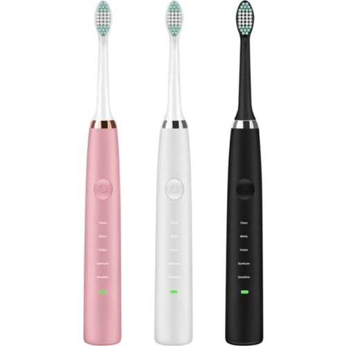 Portable IPX7 Waterproof Rechargeable Sonic Wave Electric Toothbrush 5 Gear Adjustable USB Charging Tooth Brush+Toothbrush Head