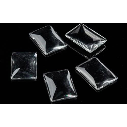 Transparent Rectangle Glass Cabochons, Clear, 25x18x5mm