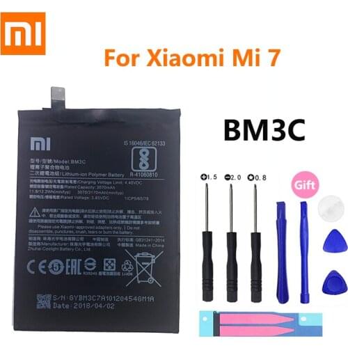 100% Original Xiaomi 7 Xiaomi7 Xiao mi Mi7 3170mAh BM3C Battery Battery Batterie Bateria Accumulator Smart Phone + Free Tools