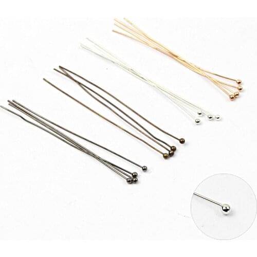 100Pcs 20-50mm Metal Ball Pins Gold/Silver//Rhodium/Bronze Head Ball Pins Handmade For Jewelry Findings Making DIY Ball Needles