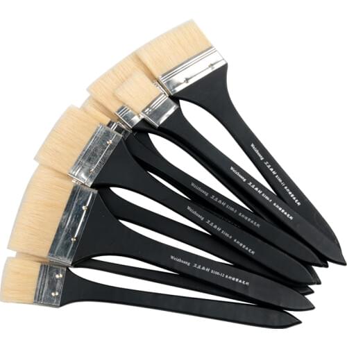 12pcs Watercolor Brush Bristle Oil Paint Acrylic Painting Scrubbing Brush Long Wood Handle Cleaning Brush Aquarel Art Supplies