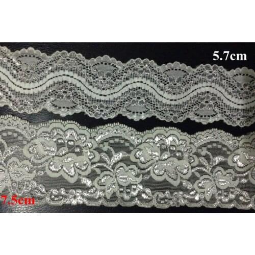5.7cm/7.5cm exquisite elastic jacquard silver metallic silver shining lace trim,silver lace trim,XERY0624B