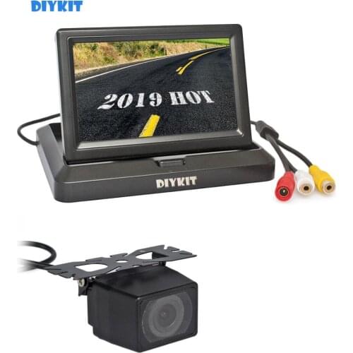 DIYKIT 5 Inch Rear View Monitor Car Monitor Waterproof IR Night Vision Rear View Car Camera Parking System Kit
