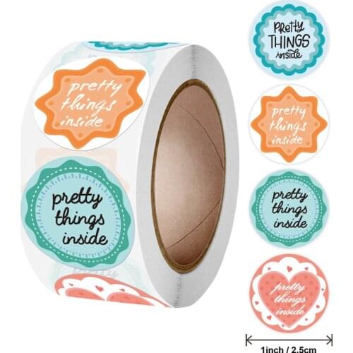 50-500pcs Round Pretty Things Inside Stickers 1inch Paper Gold Round Thank you stickers Decor Packaging Seal Label Stickers