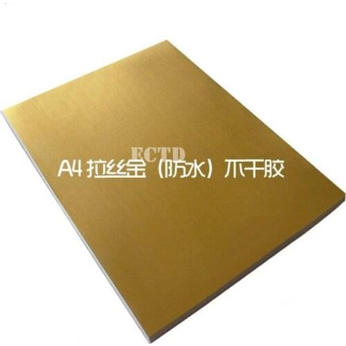 50 Glossy Gold PET Sticker With Stripe A4 Size Waterproof For Laser Printer ONLY