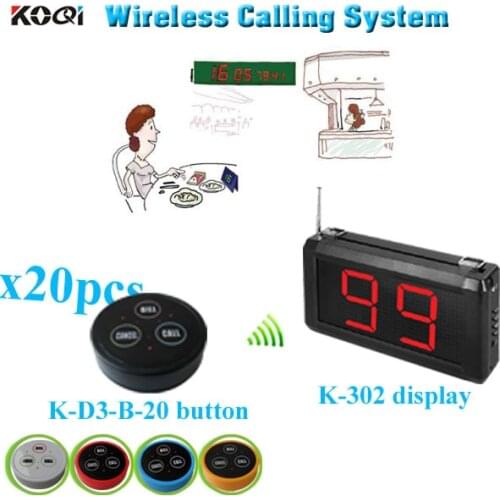 Wireless Restaurant Paging System Service At Finger Tips Equipment(1 display+20 table bell button)