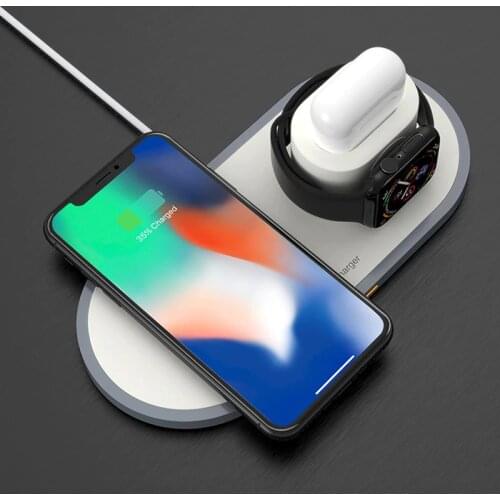 3 in 1 Qi Wireless Charger 10W Fast Wireless Charging Pad For Iphone 8 X Xs Max Xr For Apple Watch 4 3 2 1 Airpods For Samsung
