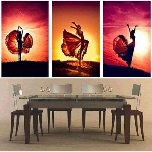 Diy diamond embroidery set full Round drill diamond painting 5d picture of stones wall decor Sunset dancer handcraft gift AS868