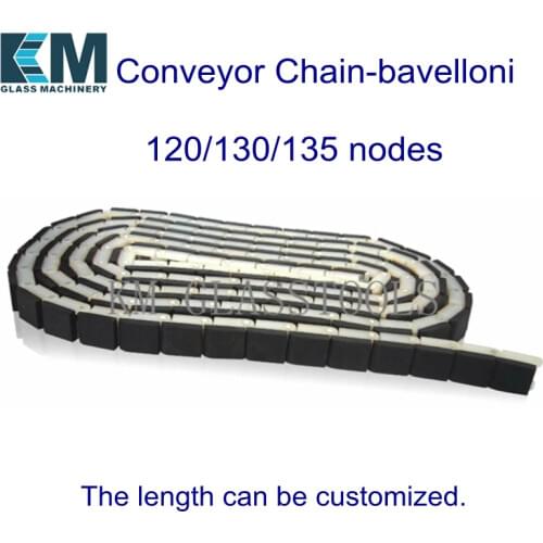 Glass beveling machine conveyor chain is used for the Italian Bavelloni machine for 120~135 nodes ,The length can be customized