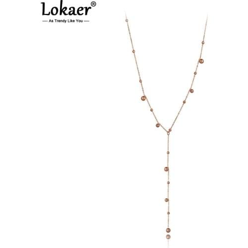 Lokaer Titanium Stainless Steel Balls Charm Pendant Necklaces Trendy Bohemia Chain Choker Necklace Jewelry For Women Girl N20121