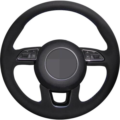 Car Steering Wheel Cover Hand-stitched Genuine Leather Suede For Audi Q3 (8U) Q5 (8R) Q7 (4L) SQ5 (8R) 2013-2017