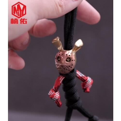 Pure Brass Retro EDC Jason Rabbit Pendant Paracord Knife Beads Handmade 1PCS Couple Bracelet Pendant