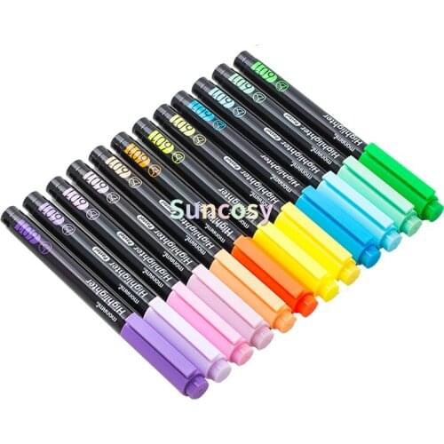Monami Fluorescent marker, Professional color marker, non fading light dark marker set, For Kids Gel Pens Art Supplies