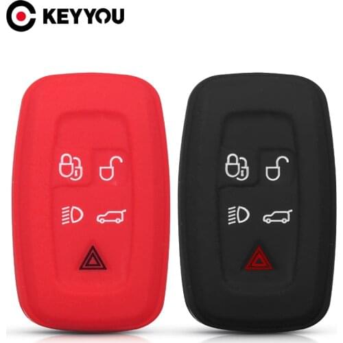 KEYYOU 10x 5 Button Smart Silicone Car Key Case For Land Rover Discovery Range Rover Sport Vouge 2009 2010 2011 2012 LR4 Evoque