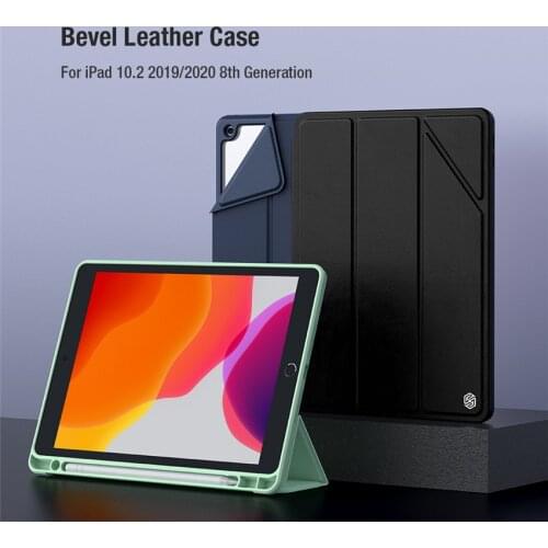 NILLKIN Bevel Leather Case For iPad 10.2 2019 2020 8th Generation Case Bumper Leather Cases Smart Case Sleep With Pencil Holder