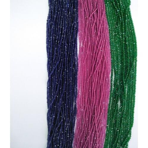 2mm Faceted Real Natural Sapphires Emeralds Stone Beads Round Rub y Gem Stone Beads For DIY Jewelry Bracelet Making Necklaces