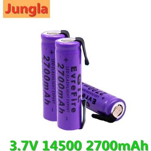 2020 New 14500 Lithium Battery 3.7V 2700mAh Rechargeable Batteries Welding Nickel Sheet bateria For Torch LED Flashlight Toy