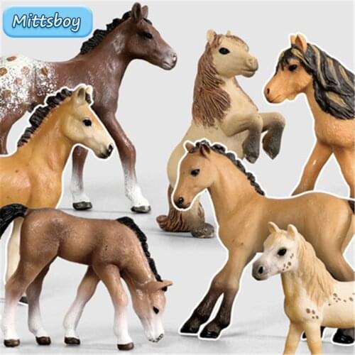 Microscape Simulation Growth Cycle Animal Model Toys Set Foal Gallop Ranch Horse Action Figures Educational Toy for Children Toy