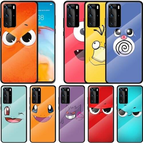 Cartoon Cute Expression For Huawei P40 P30 P20 P10 Pro Plus Lite 5G 2019 Tempered Glass Cover Shell Luxury Phone Case