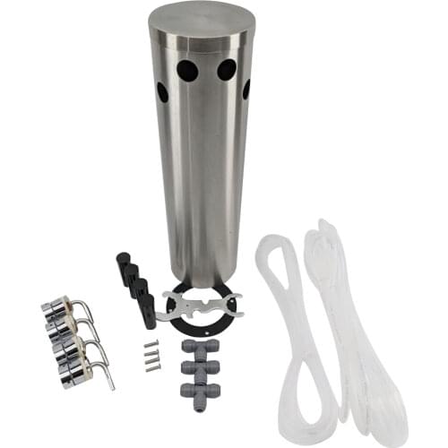 4 Tap stainless Font Kit with SS Duotigh Shot shanks and Black handles(Without Tap)
