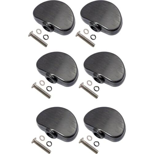 Pack of 6 Universal Guitar Tuner Machine Head Semicircle Buttons Tuning Key Replacement Black, with Screws and Gaskets