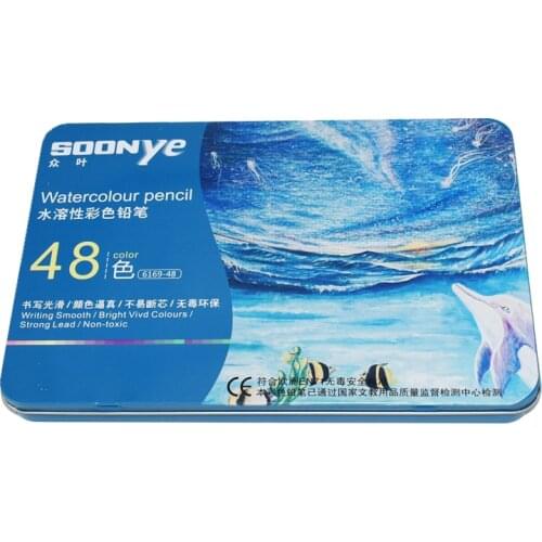 1pcs High quality Water Color Pencil Set 24/36/48 Colors Soluble Pencil For Drawing Painting Sketch Tin Box Art School Supplies