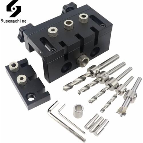 3 in 1 Woodworking Doweling Jig Set Drilling Guide Hole Puncher Locator For Furniture Eccentric Wheel Nut Connecting Tools